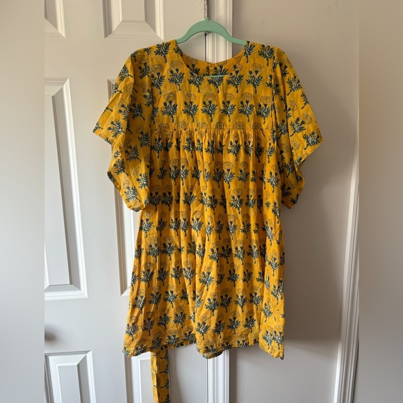 Emerson Fry Basalie Dress Floral India Collection Yellow Marigold Mini Cotton M - Picture 5 of 11